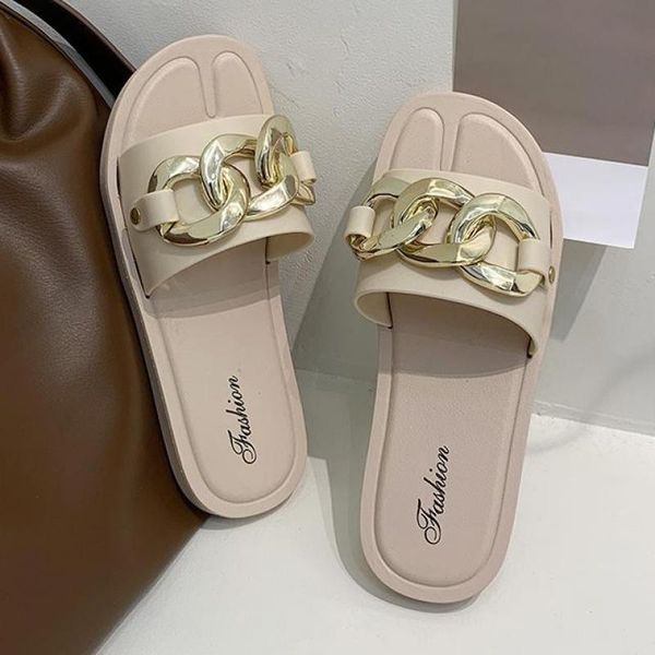 

slippers 2021 spring summer women thick bottom metal decoration beach indoor ytmtloy zapatillas mujer casa house, Black