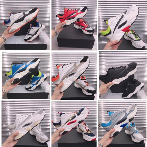 

designers men women casual shoes technical knit calfskin sneakers obliques platform sneaker retro patchwork trainers shoe, Black