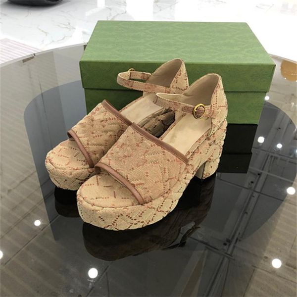 Mode Welpen Chunky High Heel Sandalen für Frau Dame Damen Plattform Keil Sommer 2021 Sexy Floral Farbe Schräge Stickerei bestickt