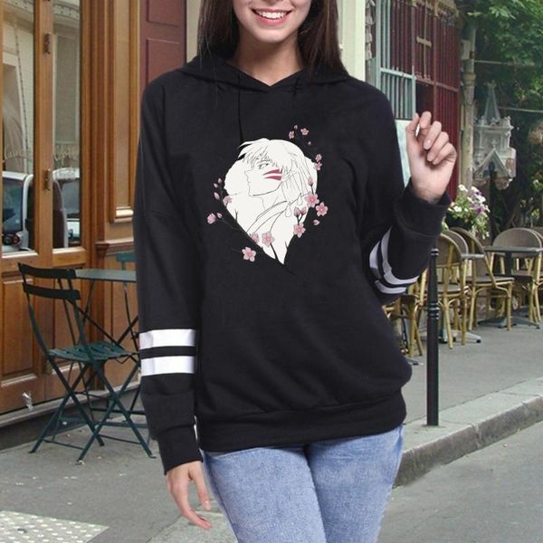 

men's hoodies & sweatshirts anime inuyasha hoodie fashion long sleeves pullovers loose and fit unisex, Black