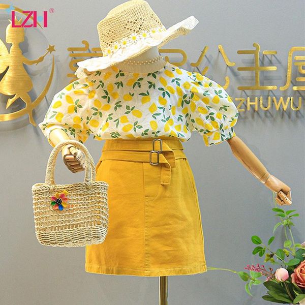 

summer children clothing girls 2021 baby sets short sleeve toddler kids outfit 3-8 years costume 2-piece suit, White