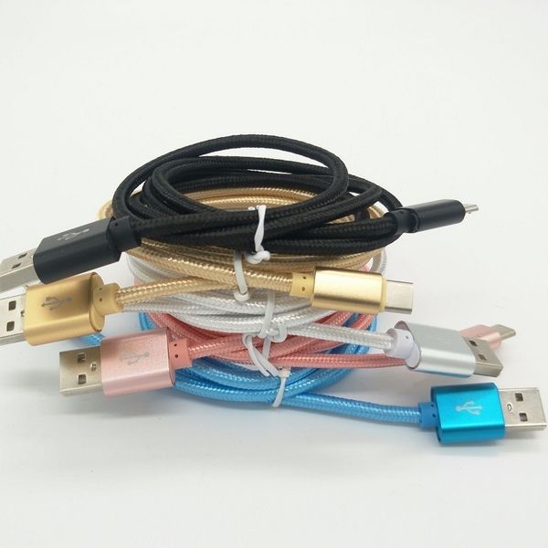 Hochgeschwindigkeits-USB-Kabel Typ C Micro V8 Ladeadapter Datenladegerät Telefon geflochtenes Metallkabel für Android Samsung S7 S8 S10 S20 S21 S22 Xiaomi Redmi Huawei Oppo Realme