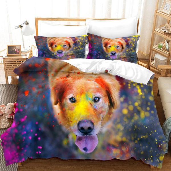 

bedding sets animal painting full-size duvet cover 3d dog head print pillowcase bedroom cute (no sheets)