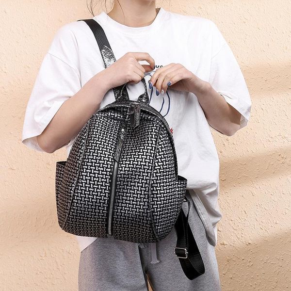

outdoor bags jiulin women backpack teenager luxury-design mochila black girls mini soft pu zipper