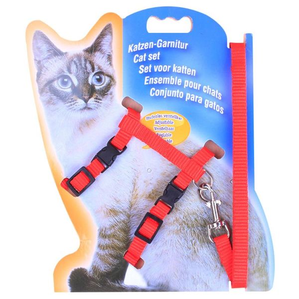 

pet cat harness leash collar fully adjustable h-shaped nylon chest strap s55 collars & leads