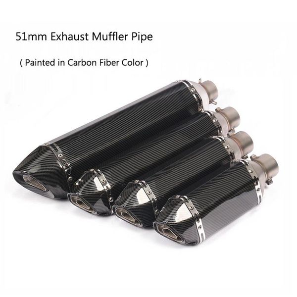 

motorcycle exhaust system 310 370 470 570 mm 51mm muffler pipe dirt bike atv stainless steel end with removable db killer