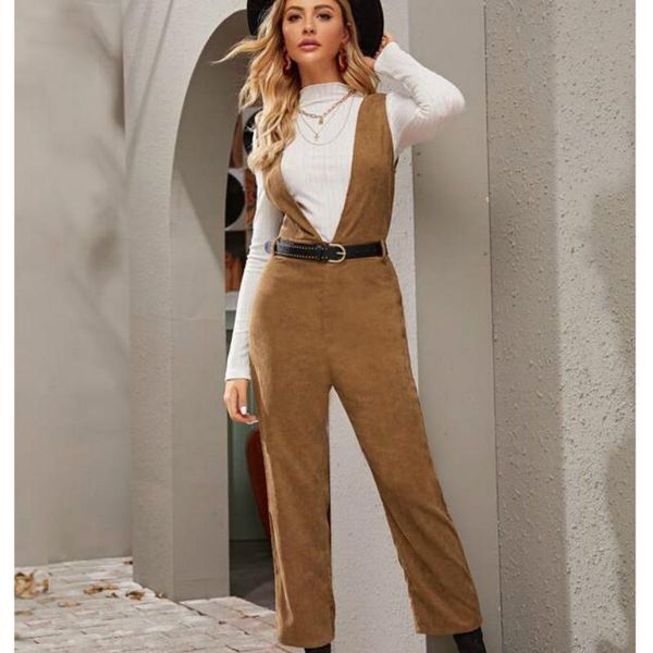 

women's jumpsuits & rompers women autumn corduroy overalls casual club vintage elegant dungarees playsuit, Black;white