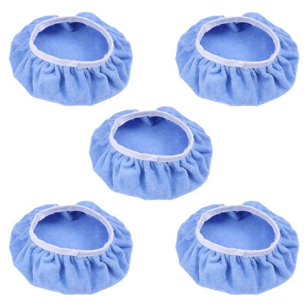 

car sponge 5 pcs polishing waxing microfiber bonnets pads - 9-10 inch (blue)