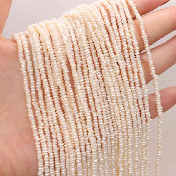 

fine 100% natural freshwater pearl flat shape beads diy for jewelry making bracelet necklace earrings for women size 2-2.5mm, Silver