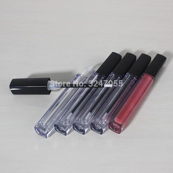 

clear empty cosmetic lip gloss tube with black cap, square plastic makeup oil container, portable liquid lipstick bottle storage bottles & j