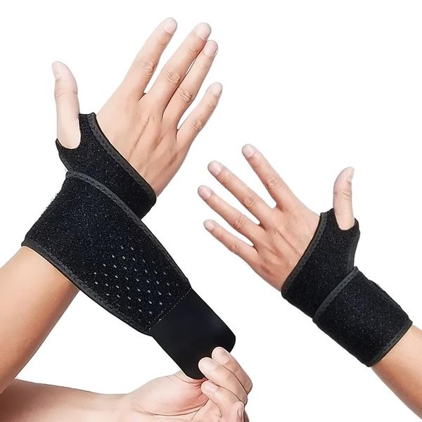 

wrist support brace stabilizer adjustable bandages protector hand wraps for sports fitness office pain relief, Black;red