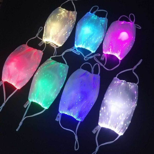 

usb charging colorful led optical fiber fabric personalized bar luminous mask