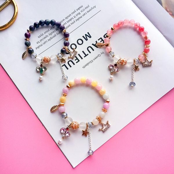 

charm bracelets bohemian crown bee crystal gold & bangles for women beads handmade tassel bracelet boho femme jewelry b11, Golden;silver