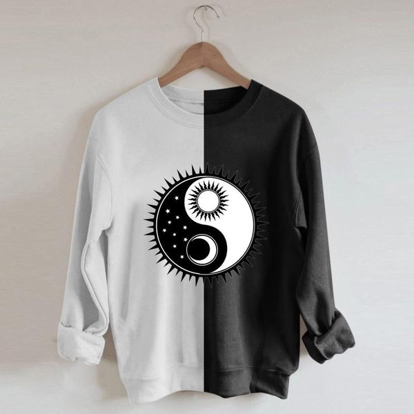 

women's hoodies & sweatshirts sudaderas fashion long-sleeved sweatshirt pullover color-blocking printing ladies clothing hoodie moletom, Black