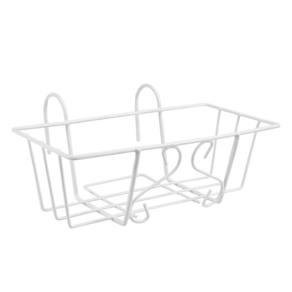 

storage bags 1pc balcony shelf hanging rack wall mounted square flower (white)