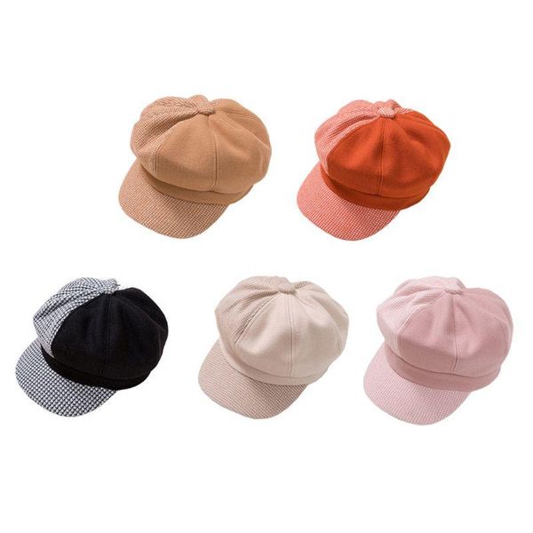 

baby hat octagonal retro sboy cap for girls boys autumn winter children caps & hats, Yellow