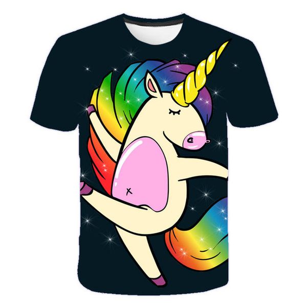 

colorful horse print children 3d printing t-shirt animal print summer daily sports round neck short sleeve high quality, Blue
