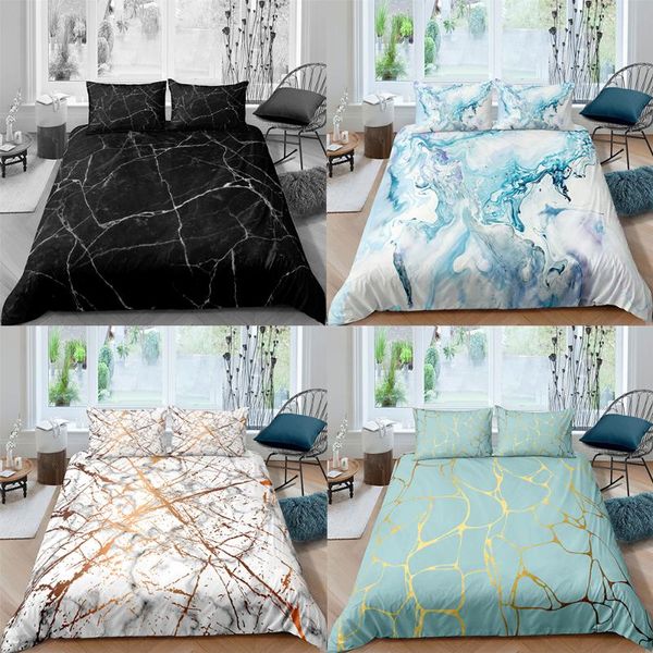 

marble pattern printed duvet cover single twin double full king size bedding sets luxury black pillow case bed linen