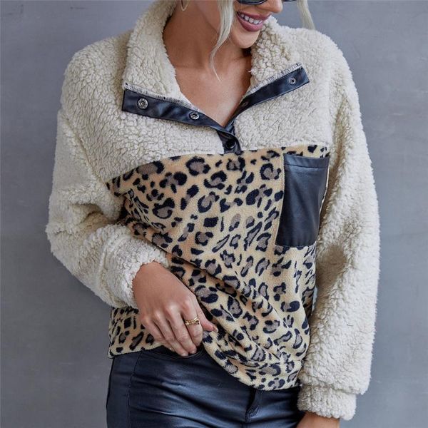 

women's sweaters women winter leopard fluffy sweater faux mink sherpa pullover ladies autumn party streetwear teddy, White;black