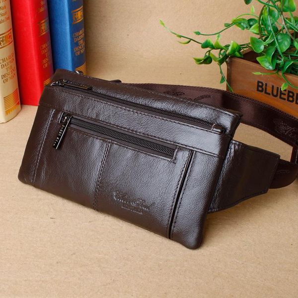 

waist packs men bags genuine leather fanny pack belt bag phone travel male small