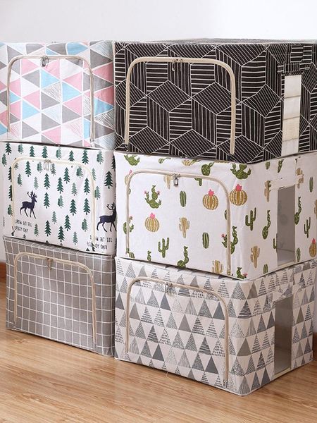 

clothing & wardrobe storage bedspread clothes box, large capacity organizer, cotton linen closet, foldable steel frame, sweater with clear w