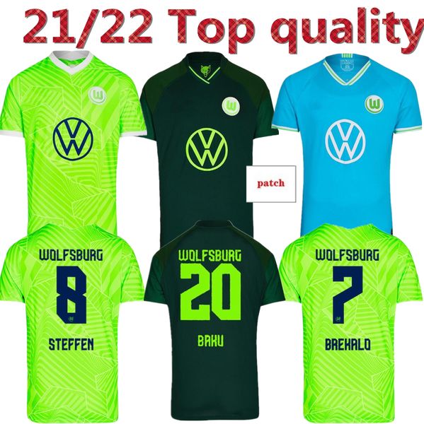 

21/22 vfl wolfsburg soccer jersey 2021 home ginczek steffen shirts away roussillon mehmedi mbabu brooks arnold weghorst football uniform, Black;yellow