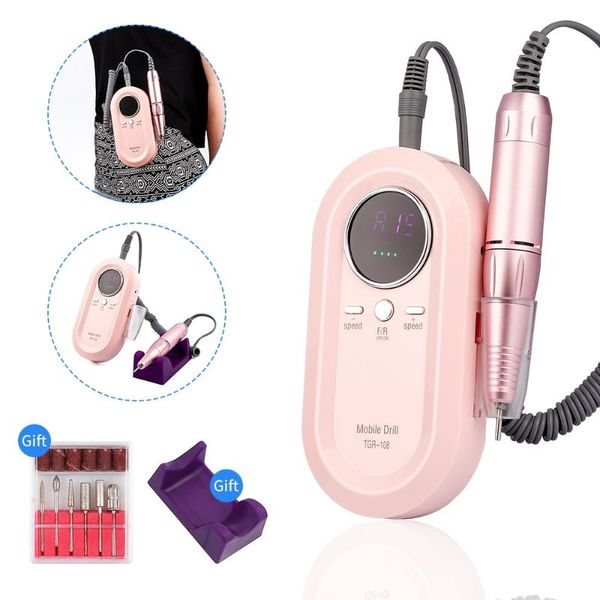 

nail drill & accessories portable machine 30000rpm art professional gel bits manicure pedicure file polishing device