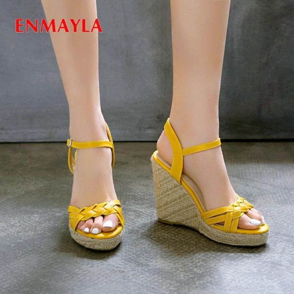 

dress shoes enmayla solid pu gladiator buckle strap party wedges for women fashion platform sandals casual high heels, Black