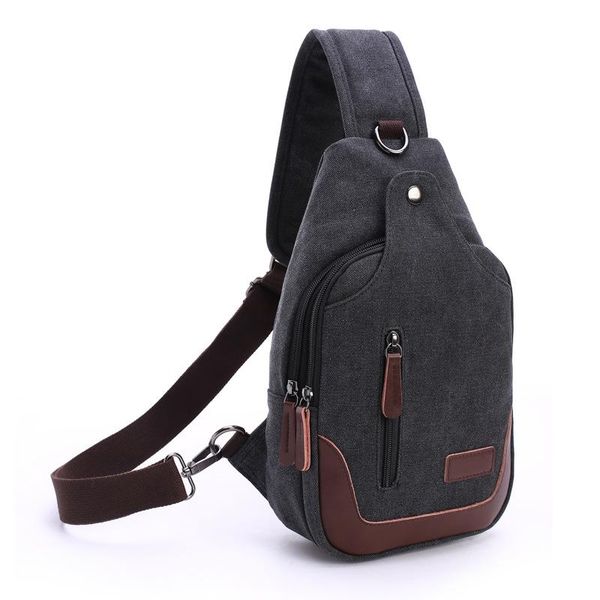 

fashion men's shoulder bag wash canvas with sloping back chest waist bags