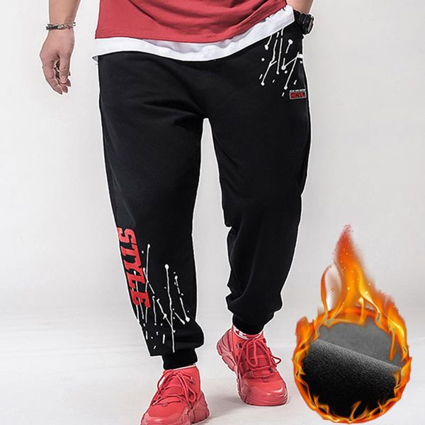 

men jogging pants loose winter spring velvet xl-7xl casual harem fashion style men's, Black