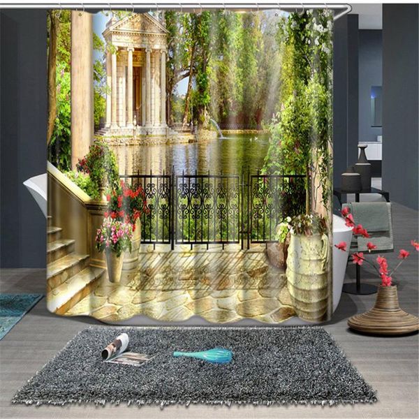 

shower curtains curtain with hooks 3d landscape painting bathroom bathing