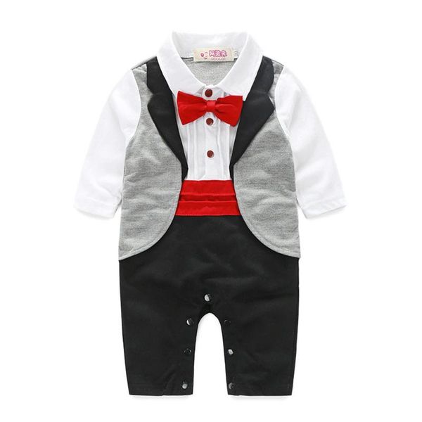 

jumpsuits 2021 born infant baby boys clothes tuxedo gentleman onesie romper jumpsuit wedding outfits kids clothing, Blue