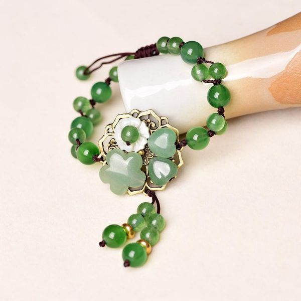 

charm bracelets european and american green fluorite woven beaded bracelet elegant romantic valentine's day gift for women, Golden;silver