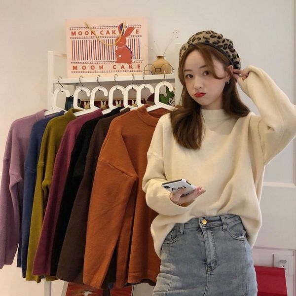 

women's sweaters 2021 winter ladies sweater solid color women fashion casual slim fit female, White;black