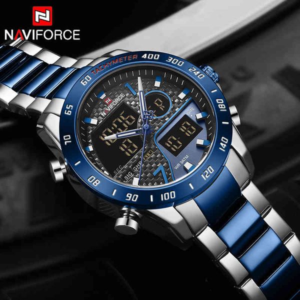 Naviforce assiste aos homens Top Brand Luxury Chronógrafo Quartz assistir homens de aço completo relógio militar masculino assista relógio masculino 210517