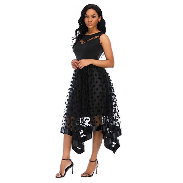 

summer elegant mesh dress women vintage hollow out sleeveless black lace dresses ladies bodycon o neck party long casual, Black;gray