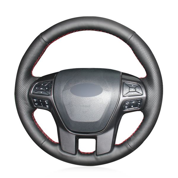 

diy custom black artificial leather steering wheel cover for ford ranger everest