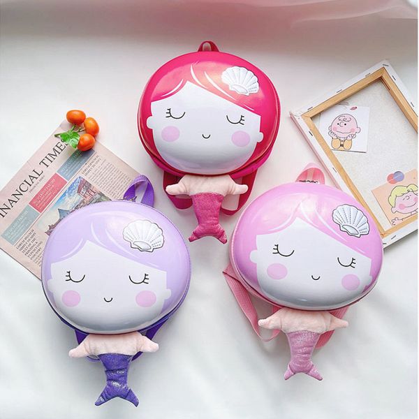 

mermaid eggshell children backpack 2021 autumn winter baby girls cartoon style backpacks kindergarten kids shoulders bags f917