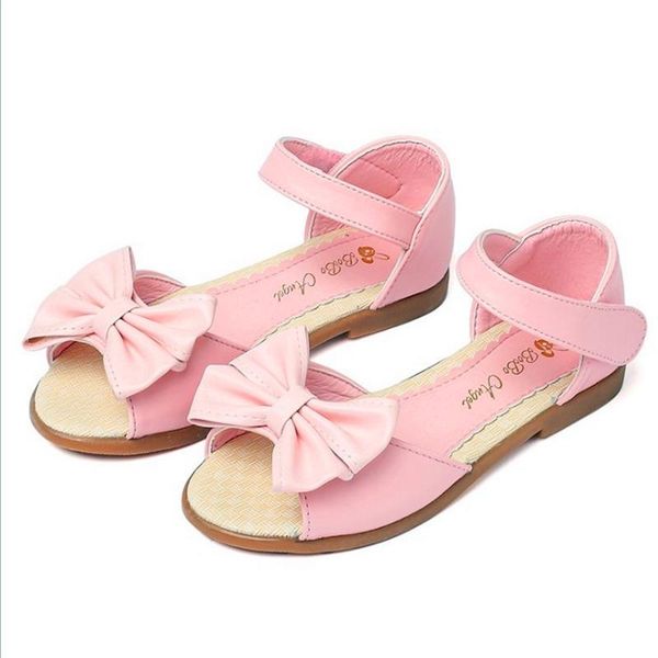 

sandals solid color simple fashion baby girls children flat shoes bow princess summer dew finger children's, Black;red