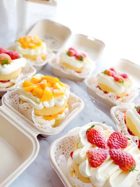 

gift wrap net red bento cake box hand-painted love sugar cane pulp environmentally friendly hamburger fruit naked packaging