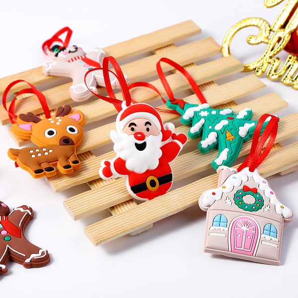 Decorações de Natal Dos Desenhos Animados Papai Noel Gingerbread Homem Pingente de Árvore com Ornamentos de Cordão Pendurado Decoração Casa Crianças Presente