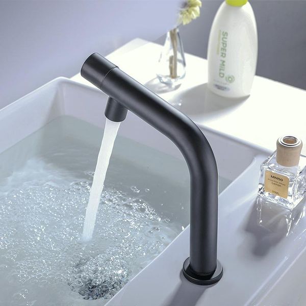 

matte black bathroom basin faucet stainless steel sink single cold water tap handle deck mounted faucets