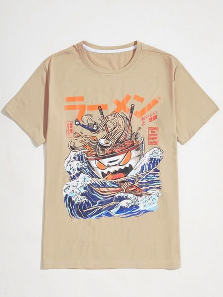 

romwe x ilustrata guys cartoon noodle graphic tee h38c#, White;black