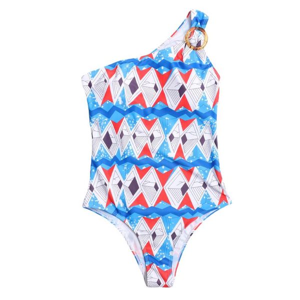 

women's swimwear women digital print swimsuit, off-shoulder low-cut backless for summer, White;black