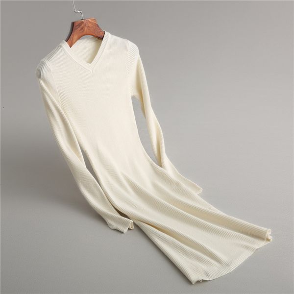 

tees Spring V-Neck Basic Long Pullovers Knitting Women Sweater Tricot Pull Femme, White