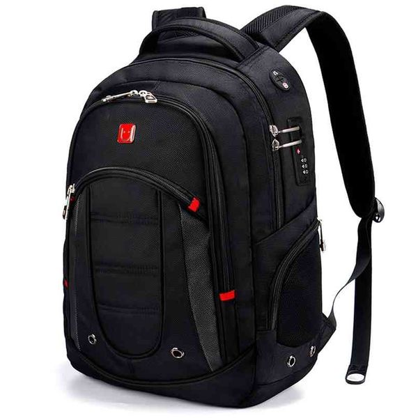 

large capacity men business travel backpack with code lock usb charging multi-layer 15.6 inch lapbag brand school bags 210911