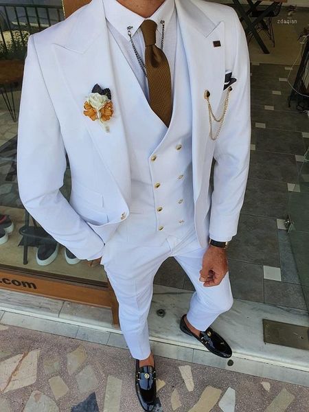 

men's suits & blazers (jacket+pants+vest) handsome white 3 piece groom tuxedos for wedding formal prom suit party evening blazer custom, White;black