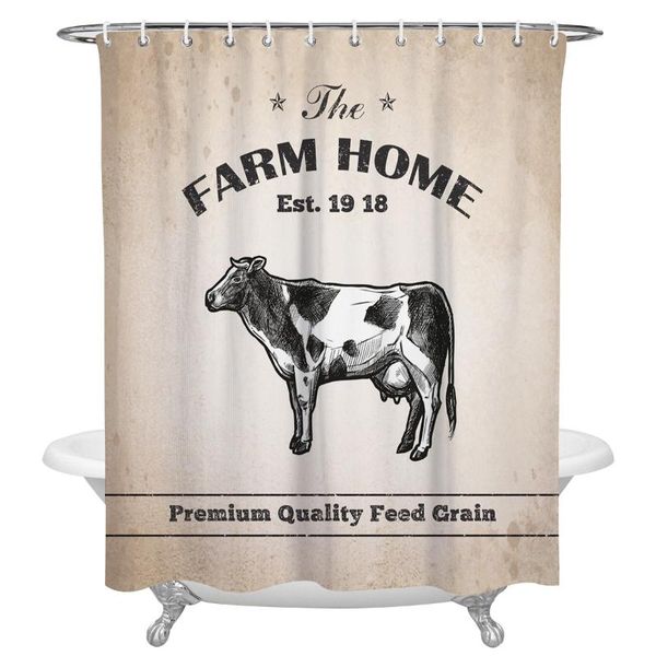 

shower curtains farm charcoal brown cattle grain waterproof curtain polyester bathroom decoration accessories cortinas