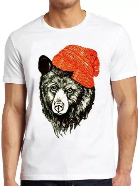 

bear with beanie funny cute animal present cool gift tee t shirt 4318, White;black