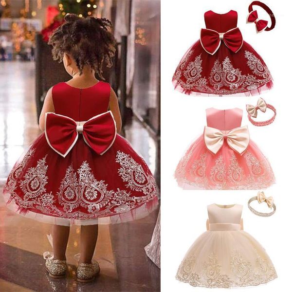 

est boutique summer dress baby girl pageant lace toddler party bowknot tutu gown with headwear vestido infantil girl's dresses1, Red;yellow